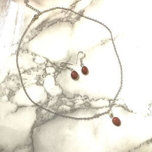 Goldstone pendant necklace and earrings set